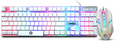 Frontech KB-0040PW Wired Gaming Keyboard and Optical Mouse | RGB Backlight | 105 Keys Combo Set(White)