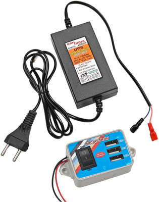 ERHIndia 12v UPS, Bike Battery Charger 14 Volt 2 Ampere with 12v/24v Mobile Charger Combo Set(Black)
