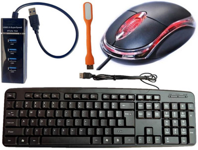 ANJO Wired Keyboard-Wired Mouse-USB Hub 3.0-LED Combo Set(Multicolor)
