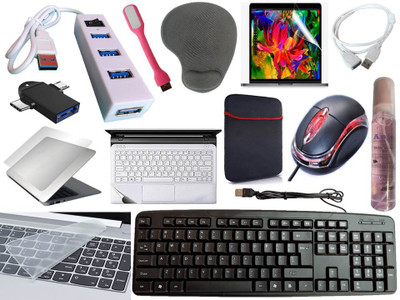 ANJO Keyboard&Mouse-WPad-Hub2.0-Cleaner-2n1OTG-Ext-LED-Skin-15.6iScrn&KeyGuard&Sleeve Combo Set(Black)