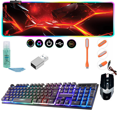 ENTWINO Gaming Keyboard Mouse Combo, 80 cms RGB Light Mousepad , OTG, USB Light, Cleaner Combo Set(Multicolor)