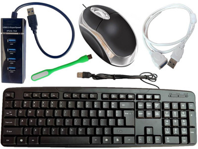 ANJO Wired Keyboard-Wired Mouse-USB Hub 3.0-Ext Cable 1.5m-LED Combo Set(Multicolor)
