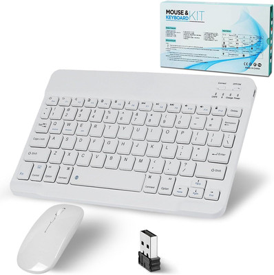 FKU Wireless Keyboard & Mouse For Android Windows PC Tablet Combo Set(White)