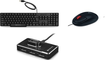 ZEBRONICS K20 Keyboard + Rise Mouse + 100HB USB HUB Combo Set(Black)