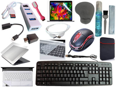 ANJO Keyboard&Mouse-WPad-Hub2-3n1Cleanr-OTGC&M-Ext-LED-Skin-15.6iScrn&KeyGuard&Sleeve Combo Set(Black)
