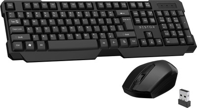 Bestor Set of 2 Wireless Keyboard and Mouse Comfortable Typing for Pc,Laptop Combo Set(Black)