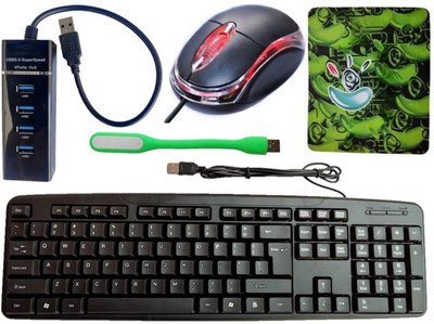 ANJO Wired Keyboard-Wired Mouse-Mouse Pad-USB Hub 3.0-LED Combo Set(Multicolor)