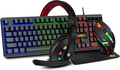 Frontech Dragon Warrior 4 in 1 Gaming (Keyboard + Mouse + Mouse Pad + Headphone)KB-0038P Combo Set(Black)