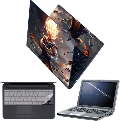 FineArts Full Body Laptop Skin with Screen Guard and Key Guard - Goku Dragon Ball Z Combo Set(Multicolor)