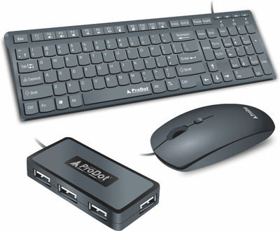 PRODOT High-Performance Keyboard, Mouse & USB Hub Set for Laptop, PC, Game and Work Combo Set(Black)