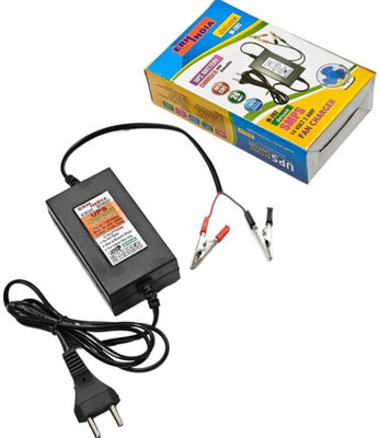 ERHIndia 12V Bike Battery Charger UPS Adaptor 14V 2Ampere DC SMPS 12 Volt 7 Ah Combo Set(Black)