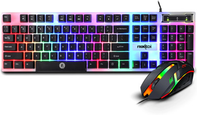 Frontech KB-0040P Wired Gaming Keyboard and Optical Mouse | RGB Backlight | 105 Keys Combo Set(White & Black)