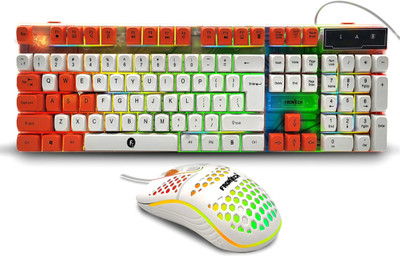 Frontech Nova Knight Wired Gaming Keyboard and Optical Mouse| LED RGB Backlight KB-0043 Combo Set(White, Orange)