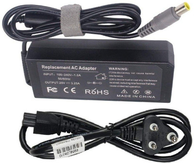 Laplogix 65W 20V 3.25A Big Pin 7.9X5.5MM Charger For Lenovo ThinkPad 42T4419 65 W Adapter(Power Cord Included)