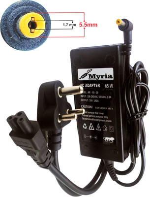 Myria Acre laptop charger, acer aspire one , Acer aspire , travelmate, Extensa yellow tip 65 W Adapter(Power Cord Included)