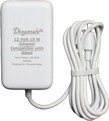 Divyanshi 15W Charger Adapter White 12v Compatible for Amazon Alexa 15 W Adapter