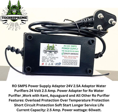 TechSupreme RO Power Supply 24 Volt 2.0 Amps YANA AC-DC SMPS Adaptor Heavy Duty + 3 Pin Plug 110 W Adapter(Power Cord Included) TechSupreme RO Power Supply 24 Volt 2.0 Amps YANA AC-DC SMPS Adaptor Heavy Duty + 3 Pin Plug 110 W Adapter(Power Cord Included)