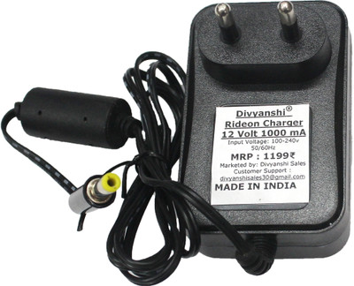 Divyanshi 12v Charger for Kids Car Toys with Charging Indicator for Car, Motorcycle, Jeep 12 W Adapter(Power Cord Included)