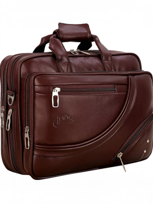 Leather World 16 inch Expandable Laptop Messenger Bag(Brown)