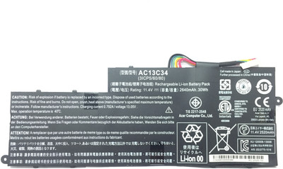 Acer AC13C34 LAPTOP BATTERY FOR Aspire E3-111 V5-122P E3-112 V5-122P-0408 V5-122P-0467 V5-122P-042P-044 68 E3. -111-C0E2 E3-111-C8K0 E3-112-C3XN KT.00303.005 3 Cell Laptop Battery