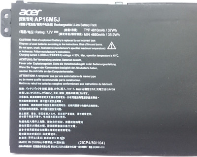 Acer AP16M5J LAPTOP BATTERY FOR Aspire 1 A114-31 A114-32 As pire 3 A314-31 A314-32 A314-41 A315-21 A315-21G A315-31 A315-32 A315-41 A315-51 A315-53 A315-53G A315-21-95KF 2ICP4/80/104 3 Cell Laptop Battery