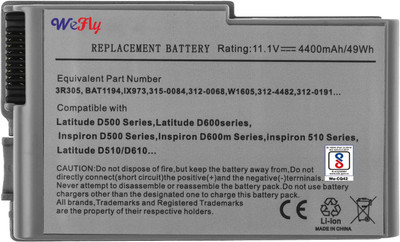 WEFLY Laptop Battery for De/ll Latitude D500 D510 D520 D530 D600 D610 03R305 04P894 06Y270 07W999 0R163 0W1605 0X217 0Y887 1312-0069 1M590 1X793 1X793A00 310-4482 310-5195 312-0068 312-0084 312-0090 312-0191 312-0195 312-0309 312-0408 312-4347 312-4437 312-4482 315-0084 377804 3R305 451-10132 451-10