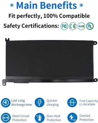 TechSio Inspiron 13 7378 13 5000 5378 5368 WDX0R 3CRH3 T2JX4 FC92N CYMGM 4 Cell Laptop Battery
