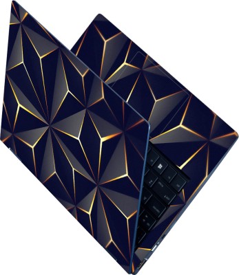 Anweshas Full Body Laptop Skin Sticker - Triangle Black Gold Self Adhesive Vinyl Laptop Decal 15.6