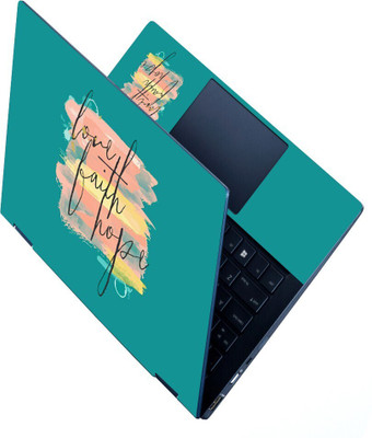 dzazner HD Printed Full Panel Laptop Skin Upto 15.6 inches - Love Faith Hope on Green Self Adhesive Vinyl Reusable Laptop Skin Compatible for 15.6 inch(Theme: NA)