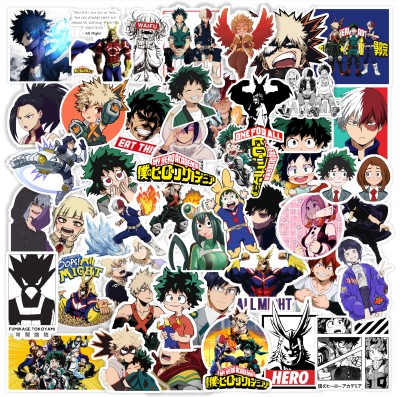 CodersParadise 5.5 cm My Hero Academia Stickers for Laptop, Diary, Guitar, Mobile Phone-Waterproof Self Adhesive Sticker(Pack of 50)