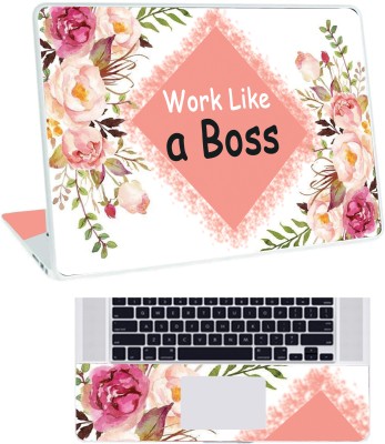 Inkykart Floral-D15 Top+Wrist Pad Vinyl Laptop Skin/Sticker/Cover vinyl Laptop Decal 17.3