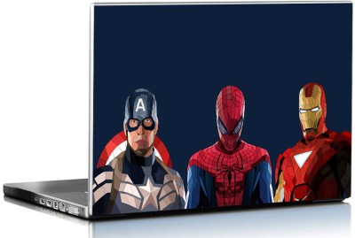 PIXELARTZ Laptop Skin Polygon Spiderman Iron Man Captain America HD Quality 15.6 Inches Vinyl Laptop Decal 15.6