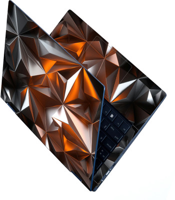 Anweshas Full Body Laptop Skin Sticker - golden Black 3D Triangles Self Adhesive Stretched Vinyl Laptop Skin Compatible for 15.6 inch(Theme: Patterns)