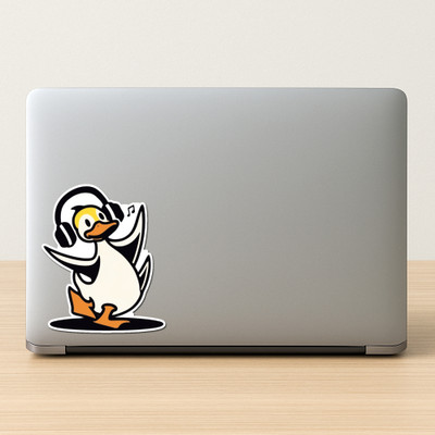 STIXY Groovy Duck Vinyl Sticker – Dancing Duck with Headphones for Music & Chill Vibes Vinyl Laptop Skin Compatible for 15 inch(Theme: Comics & Cartoons)