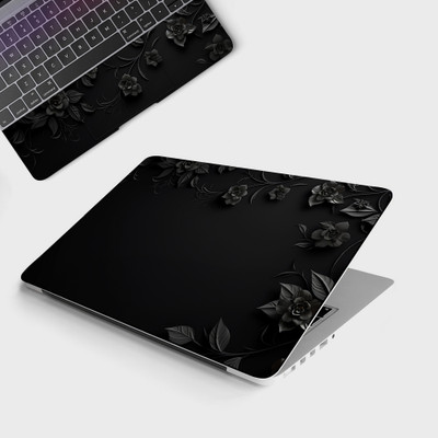 Yuckquee BLACK AESTHETIC FLOWER Full Body Vinyl Laptop Skin 14 Vinyl Laptop Skin Compatible for 14 inch(Theme: Patterns)