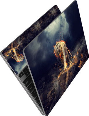 Anweshas HD Printed Full Panel Laptop Skin Sticker Vinyl Fits Size Upto 15 inches No Residue, Bubble Free, Waterproof - Fire Tiger Rock Self Adhesive Vinyl Reusable Laptop Skin Compatible for 15.6 inch(Theme: NA)