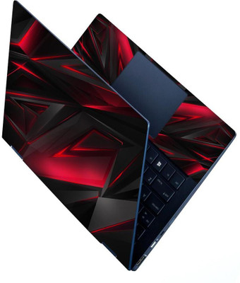 dzazner Premium Vinyl HD Printed Easy to Install Full Panel Laptop Skin/Sticker/Stretchable Vinyl/Cover for all Size Laptops upto 15.6 inch No Residue, Bubble Free - Black Red 3D Pattern Stretchable Vinyl Laptop Skin Compatible for 15.6 inch(Theme: Patterns)