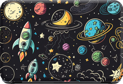 SCOTLON _Single Panel_Rocket planet and stars_ Vinyl Laptop Decal 15.5