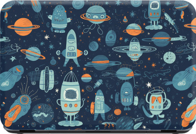 SCOTLON _Single Panel_Green and orange rocket_ Vinyl Laptop Skin Compatible for 15.5 inch(Theme: Illustrations)