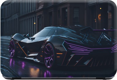 SCOTLON _Single Panel_Black sports car with purple light_ Vinyl Laptop Decal 15.5