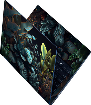 Anweshas Full Body Laptop Skin Sticker - Dark Green 3D Petals Self Adhesive Vinyl Reusable Laptop Skin Compatible for 15.6 inch(Theme: NA)