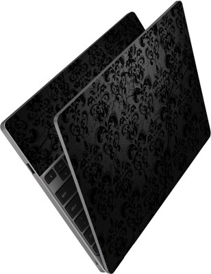 Anweshas HD Printed Full Panel Laptop Skin Sticker Vinyl Fits Size Upto 15 inches No Residue, Bubble Free, Waterproof - Black Floral on Ruff Leather Self Adhesive Vinyl Reusable Laptop Skin Compatible for 15.6 inch(Theme: Nature)