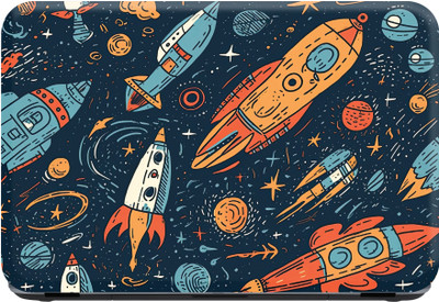 SCOTLON _Single Panel_Orange and green rocket_ Vinyl Laptop Skin Compatible for 15.5 inch(Theme: Illustrations)