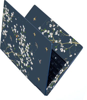 FineArts Full Body UV Laptop Skin For 15.6 inch - UV_Birds White Floral Blossom Self Adhesive Stretched Vinyl, Premium UV Inks Laptop Skin Compatible for 15.6 inch(Theme: Ethnic)