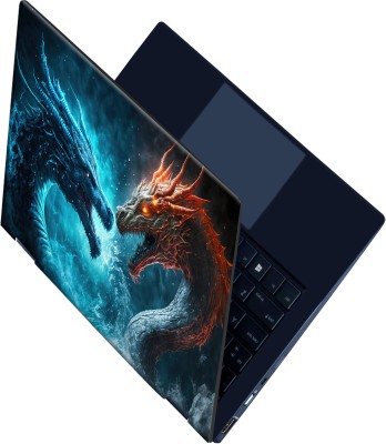 SCOTLON _Single Panel_aqua and fire dragon_Premium laptop Skin_ Vinyl Laptop Decal 15.6