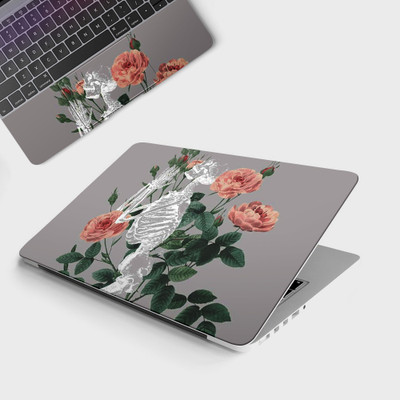 Yuckquee PINK FLOWER SKELETON AESTHETIC Full Body Vinyl Laptop Skin 14 Vinyl Laptop Skin Compatible for 14 inch(Theme: Patterns)