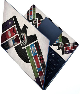 dzazner Premium Vinyl HD Printed Easy to Install Full Panel Laptop Skin/Sticker/Stretchable Vinyl/Cover for all Size Laptops upto 15.6 inch No Residue, Bubble Free - Avengers Shield Self Adhesive Vinyl Reusable Laptop Skin Compatible for 15.6 inch(Theme: Superheroes)