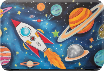 SCOTLON _Single Panel_Rocket and planets_ Vinyl Laptop Decal 15.5