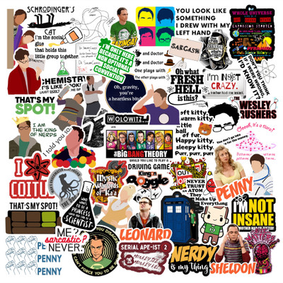 CodersParadise 5.5 cm Big Bang Theory Stickers for Laptop, Diary, Guitar, Mobile Phone-Waterproof Self Adhesive Sticker(Pack of 52)