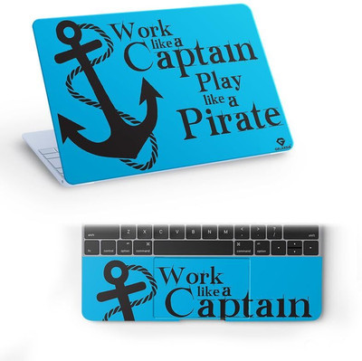 Galaxsia Work Like A Captain Quote D1 Top+Wrist Pad Vinyl Laptop Skin/Sticker/Cover vinyl Laptop Skin Compatible for 17.3 inch(Theme: Illustrations)